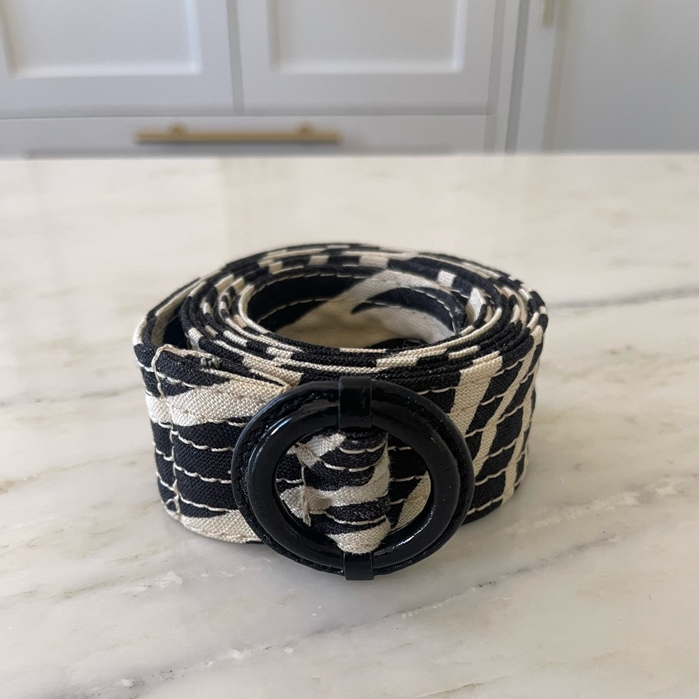 J Crew  Zebra Print Linen D-Ring Belt, Like New, 44" - Picture 3 of 6